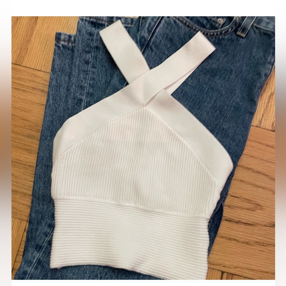 Abercrombie & Fitch Woman’s Knit Criss Cross Crop Top White Size Small - Picture 5 of 14